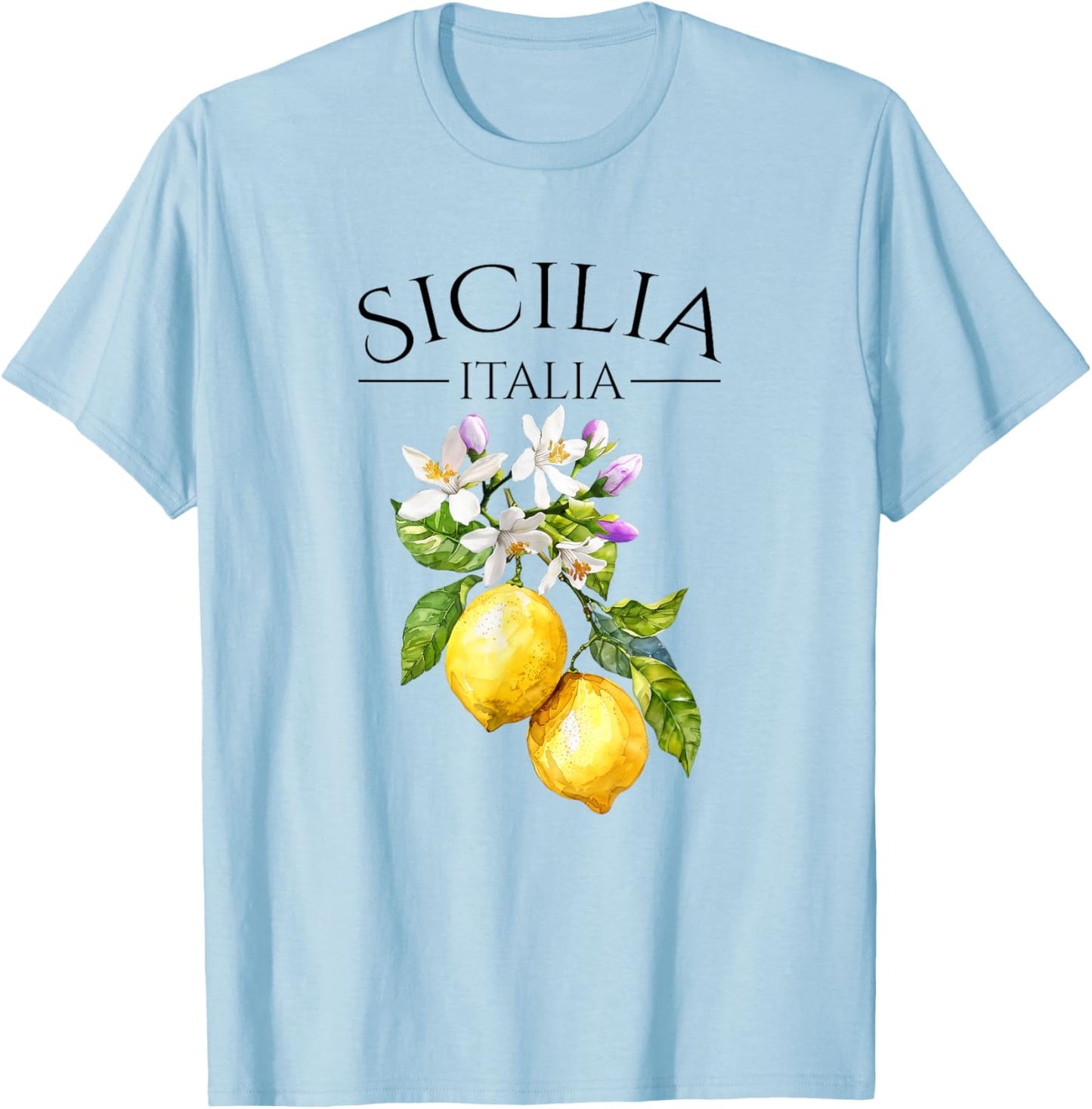 Sicilia Italian Souvenir Italy Lemons T-Shirt - T-Shirt | Light Blue