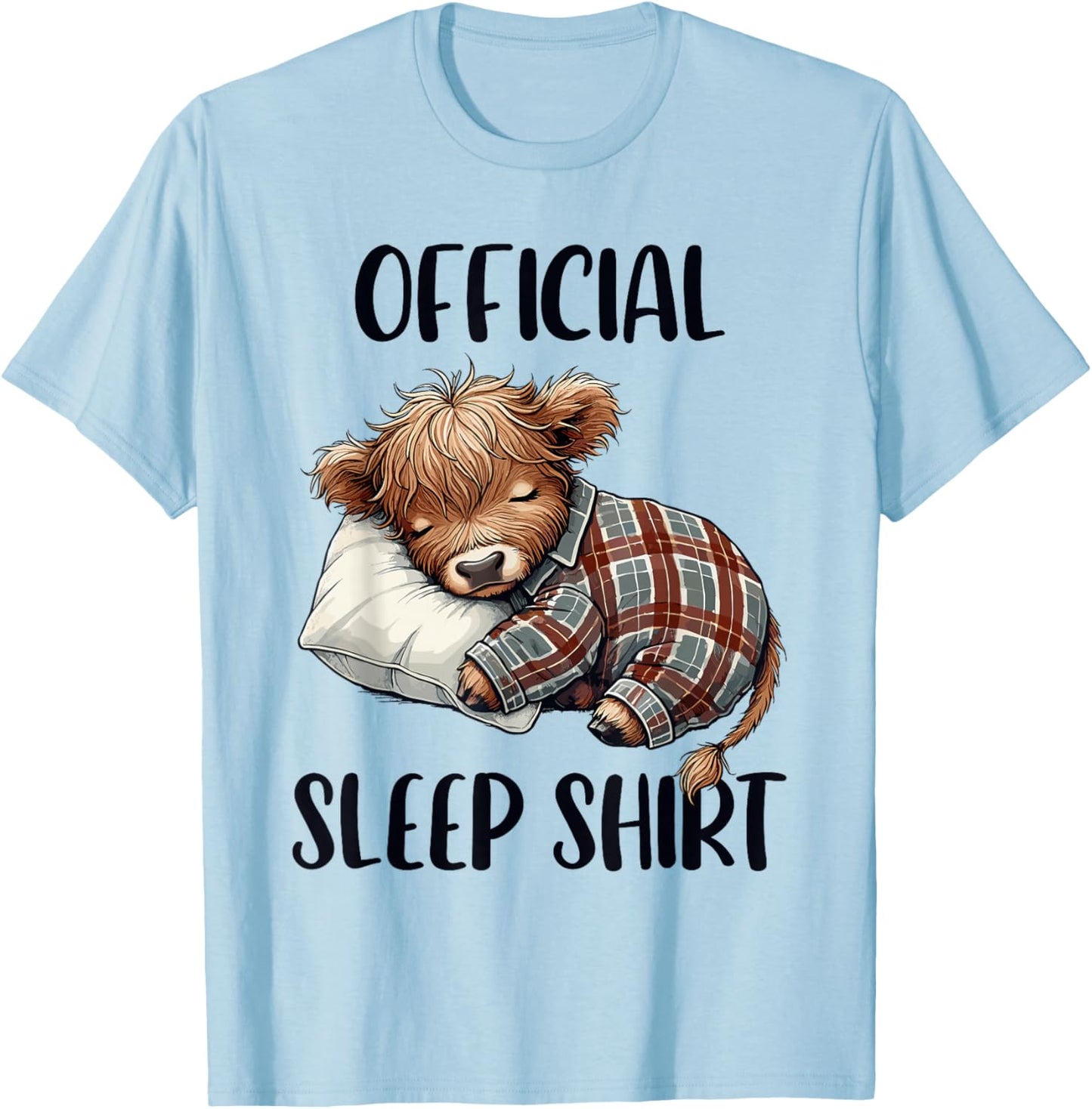 Highland Cow, Nightgown Nightshirt Official Sleepshirt Sleep T-Shirt - T-Shirt | Light Blue