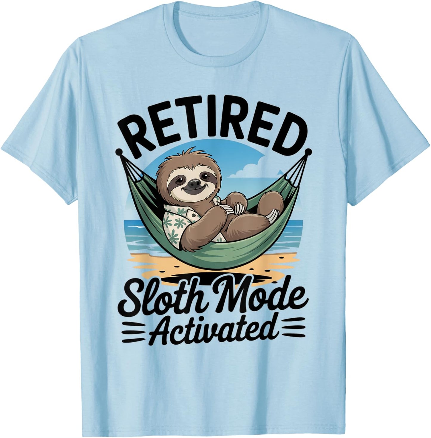 Funny Retired Sloth Animal Graphic Vintage Retirement T-Shirt - T-Shirt | Light Blue