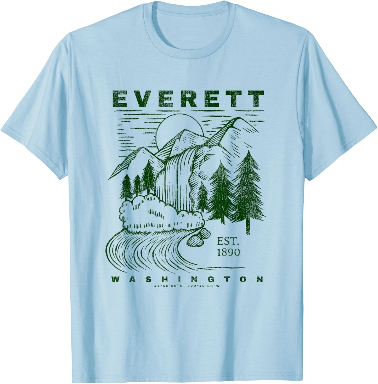 Everett Washington Neat Travel Souvenir Rustic Everett T-Shirt - T-Shirt | Light Blue