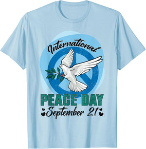 Funny Peace Bird World Peace Day International Day Of Peace T-Shirt - T-Shirt | Light Blue