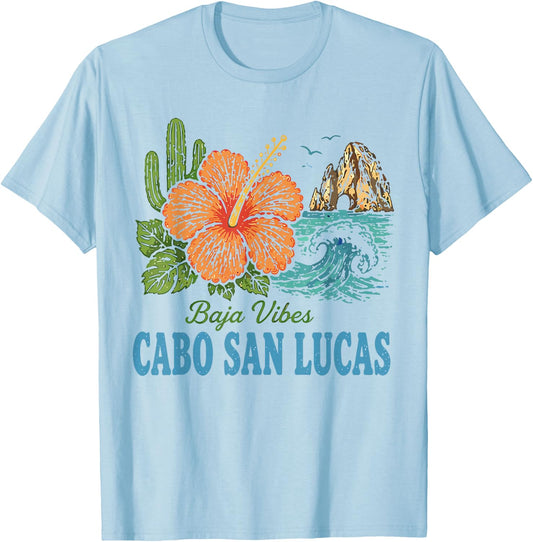 Cabo San Lucas Mexico Retro Vintage Beach Vacation T-Shirt - T-Shirt | Light Blue