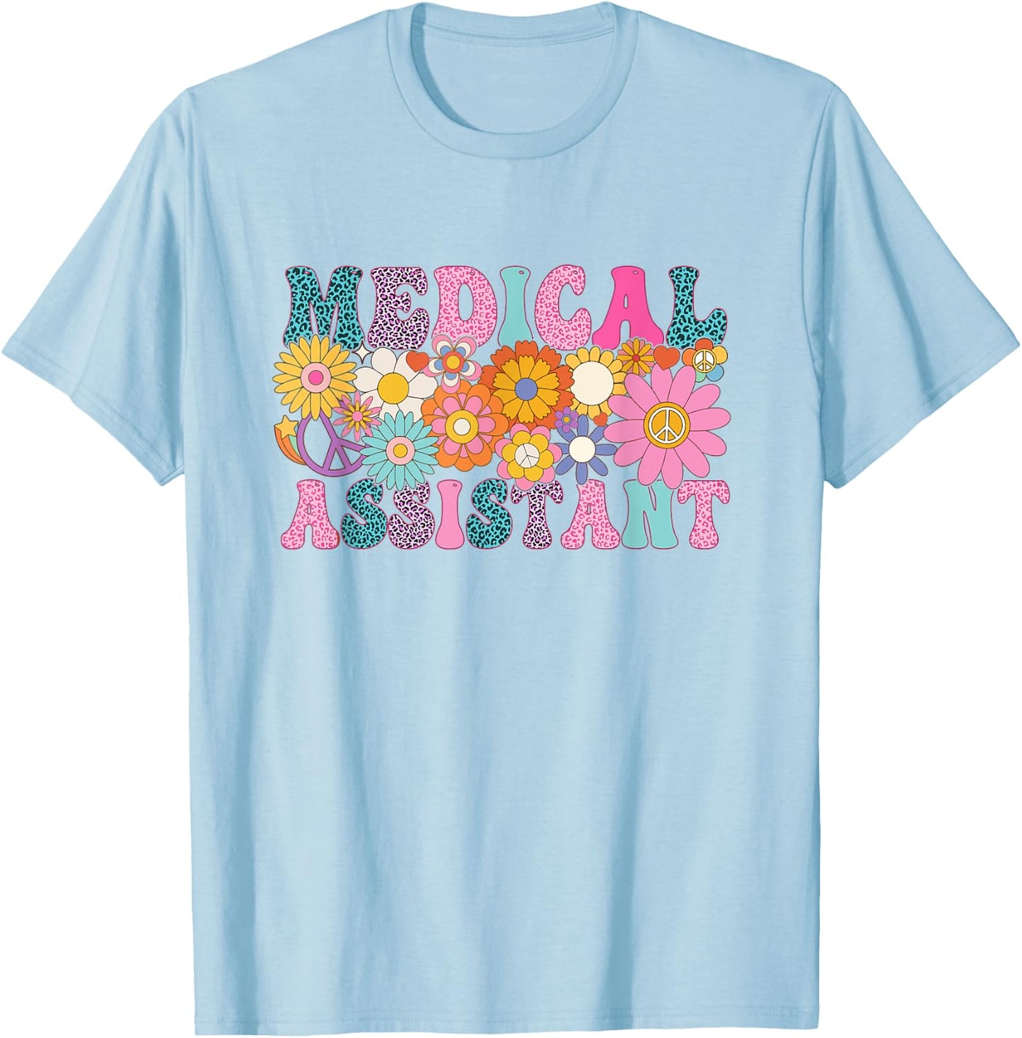Medical Assistant Week Groovy Leopard Appreciation Day Women T-Shirt - T-Shirt | Light Blue