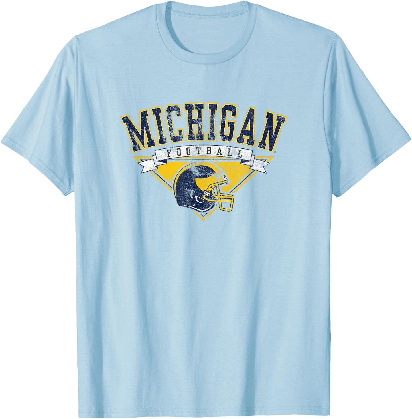 University of Michigan Wolverines U of M Football Helmet T-Shirt - T-Shirt | Light Blue