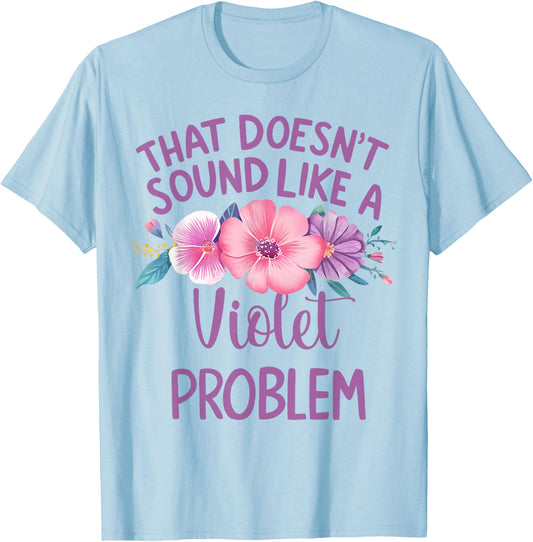 Violet Personalized Cute Flower Girls Violet Name T-Shirt - T-Shirt | Light Blue
