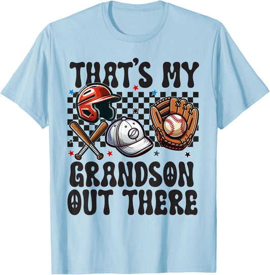 That's My Grandson Out There Baseball For Grandpa Grandma T-Shirt - T-Shirt | Light Blue