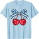 Funny Cherry Coquette 4th Of July Fourth July American Women Kids Men T-Shirt - T-Shirt | Light Blue