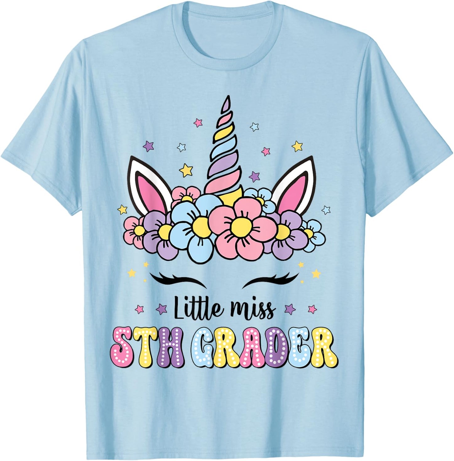 Little Miss 5th Grade Grader Hello First Day Of School Girls T-Shirt - T-Shirt | Light Blue