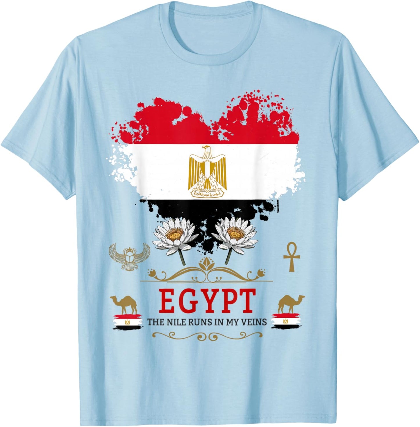Egyptian Flag Outfit Idea For Kids Egyptian Heritage Themed T-Shirt - T-Shirt | Light Blue
