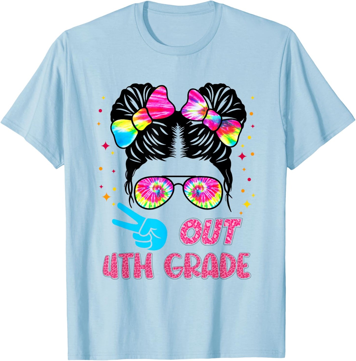 4th Grade Graduation Shirt Messy Bun 4th Grade End of School T-Shirt - T-Shirt | Light Blue