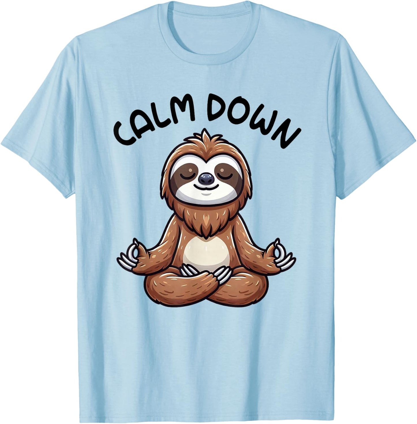 Sloth Calm Down Yoga Meditation T-Shirt - T-Shirt | Light Blue