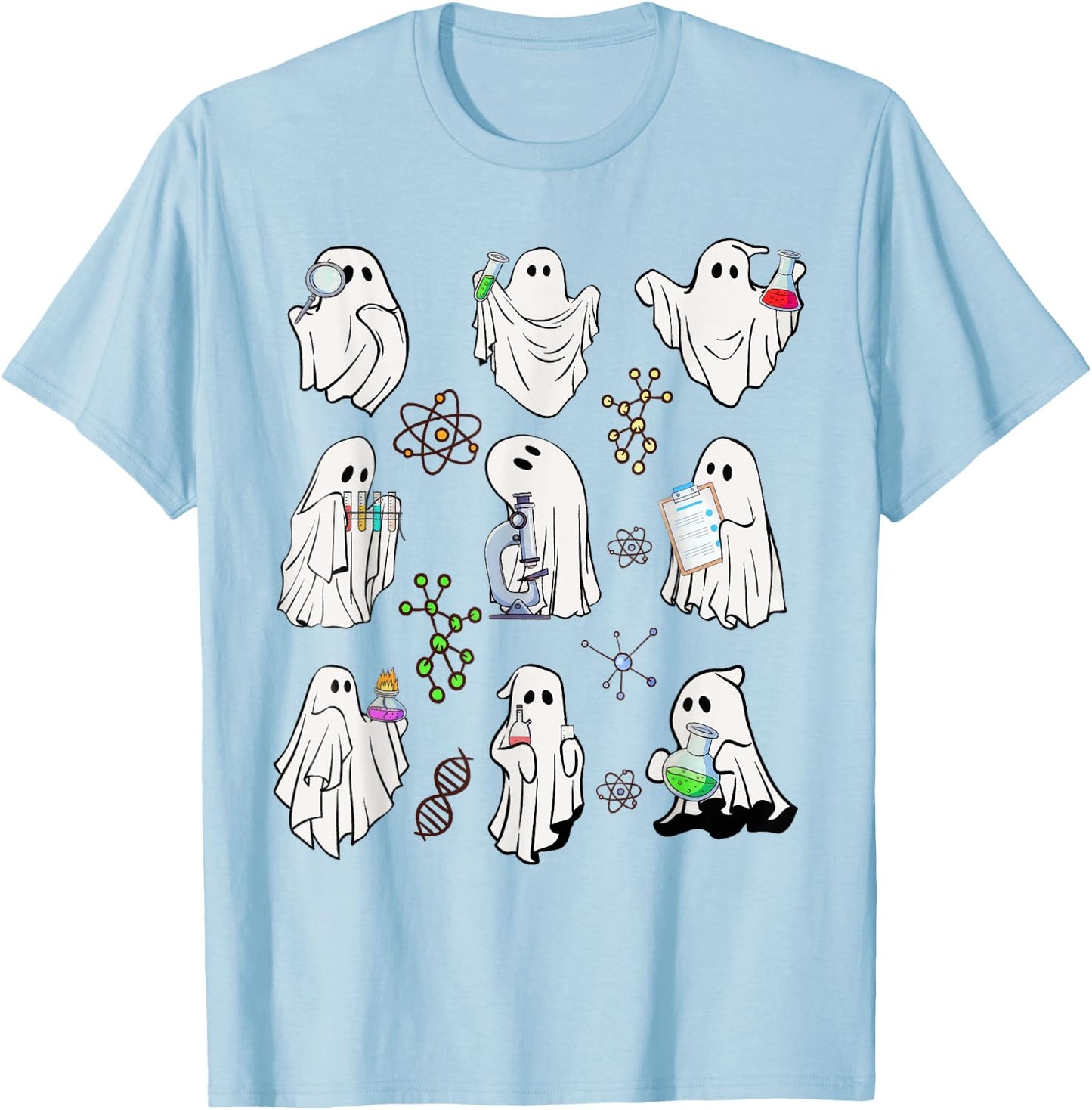 Ghost Science Teacher Chemistry Laboratory Halloween Costume T-Shirt - T-Shirt | Light Blue