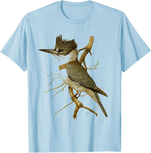 Kingfisher Birding for Birders Bird Lovers Kingfisher Bird - Kids, , Nature Lovers, Vacation Wear - White - Small - Short Sleeve T-Shirt - T-Shirt | Light Blue