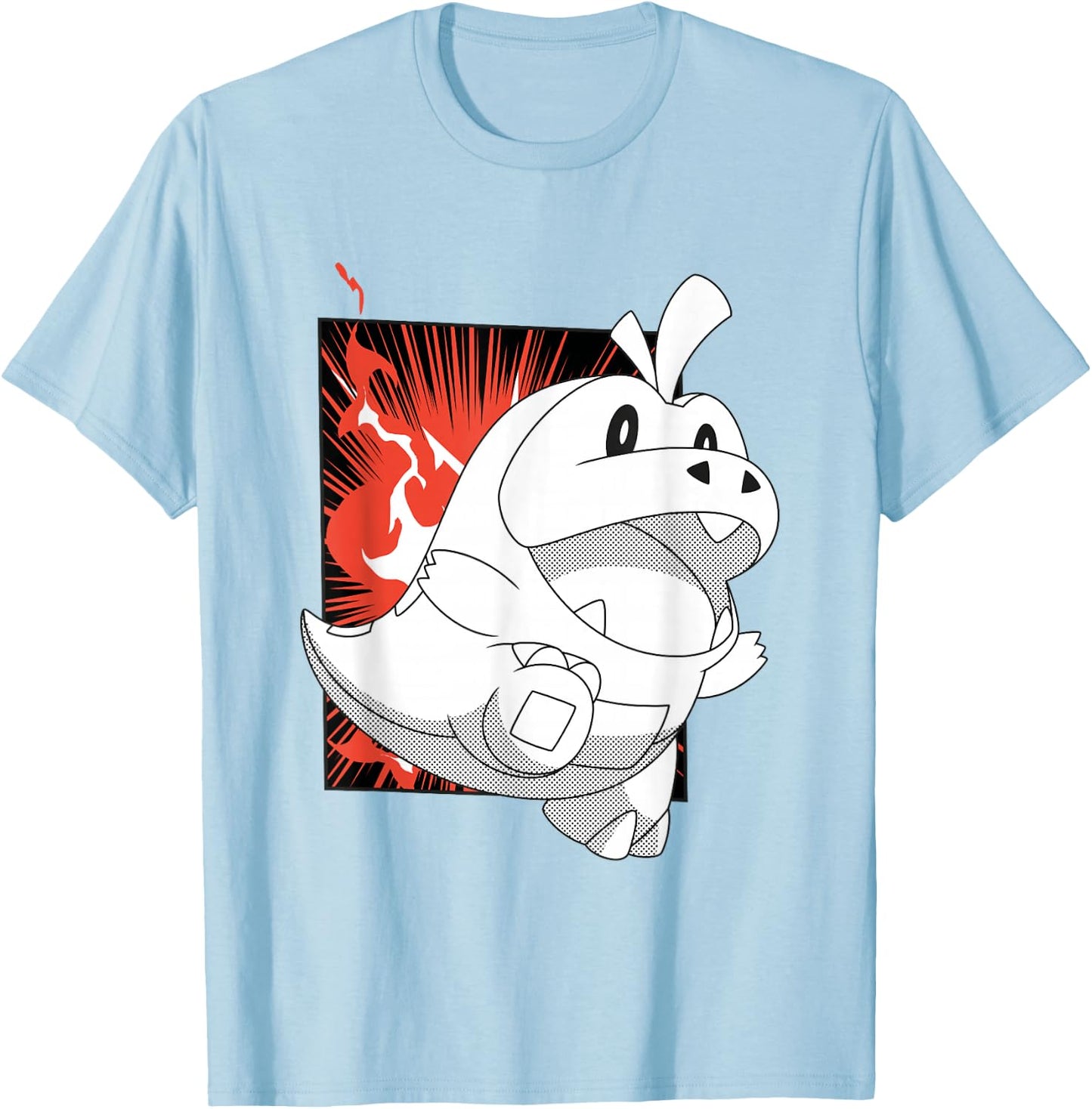 Pokémon Fuecoco Full Of Joy Fiery Shot Vintage T-Shirt - T-Shirt | Light Blue