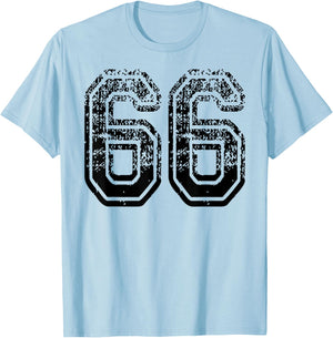 Number 66 Sports Team in black T-Shirt - T-Shirt | Light Blue