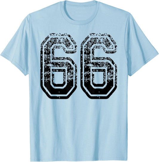 Number 66 Sports Team in black T-Shirt - T-Shirt | Light Blue