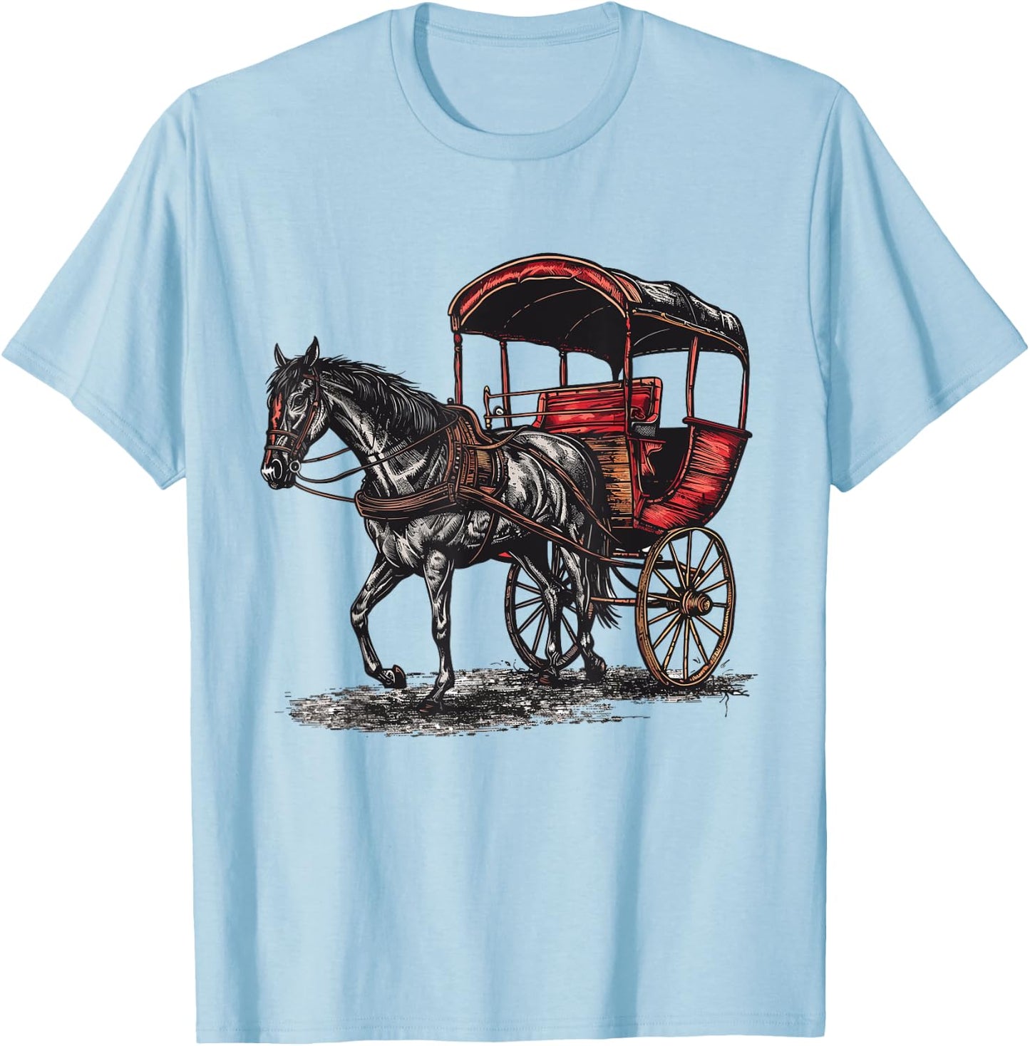 Vintage Amish Buggy Horse Buggy Wagon Rural transportation T-Shirt - T-Shirt | Light Blue