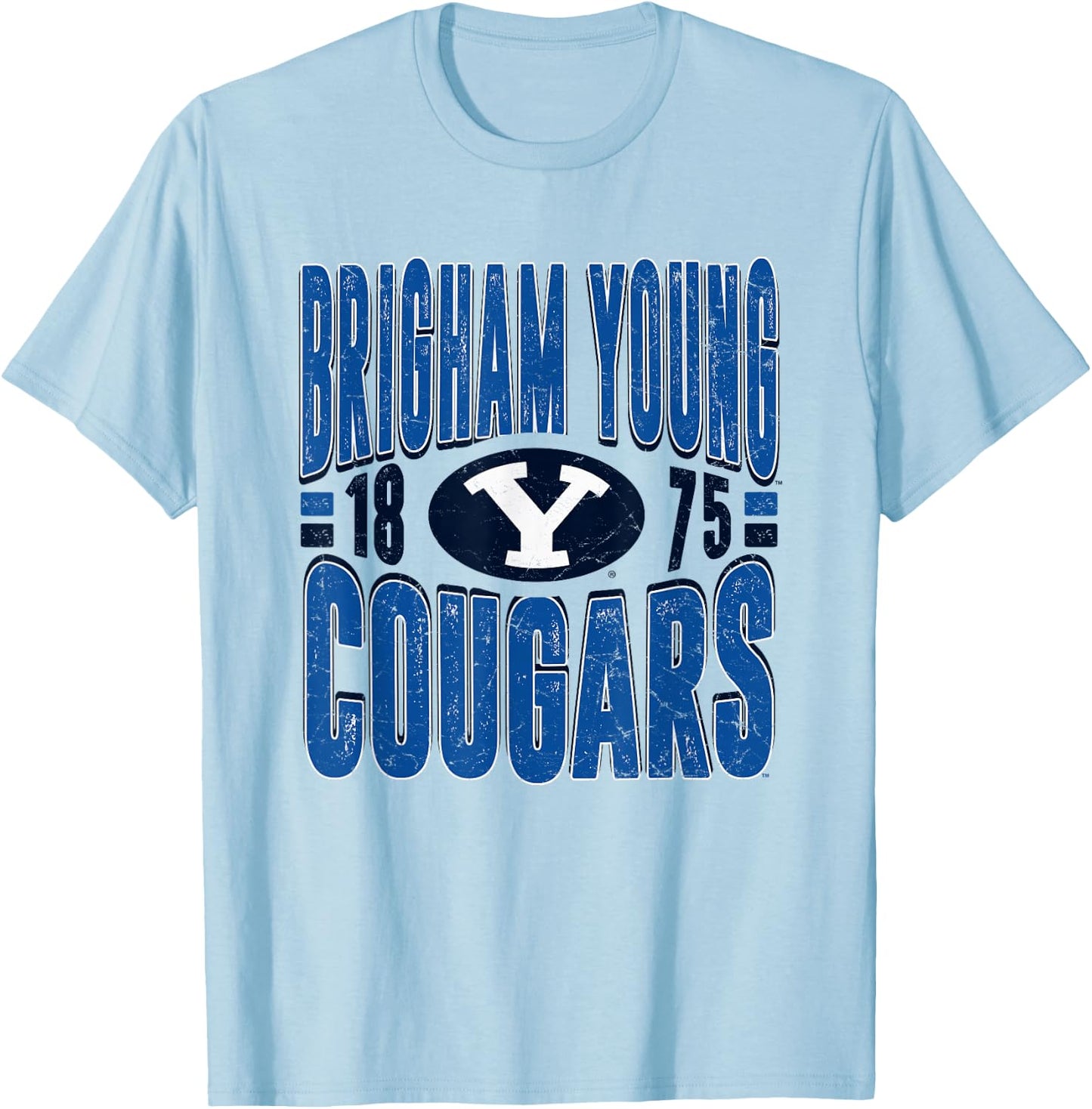 BYU Cougars Vintage 90's Retro White Officially Licensed T-Shirt - T-Shirt | Light Blue