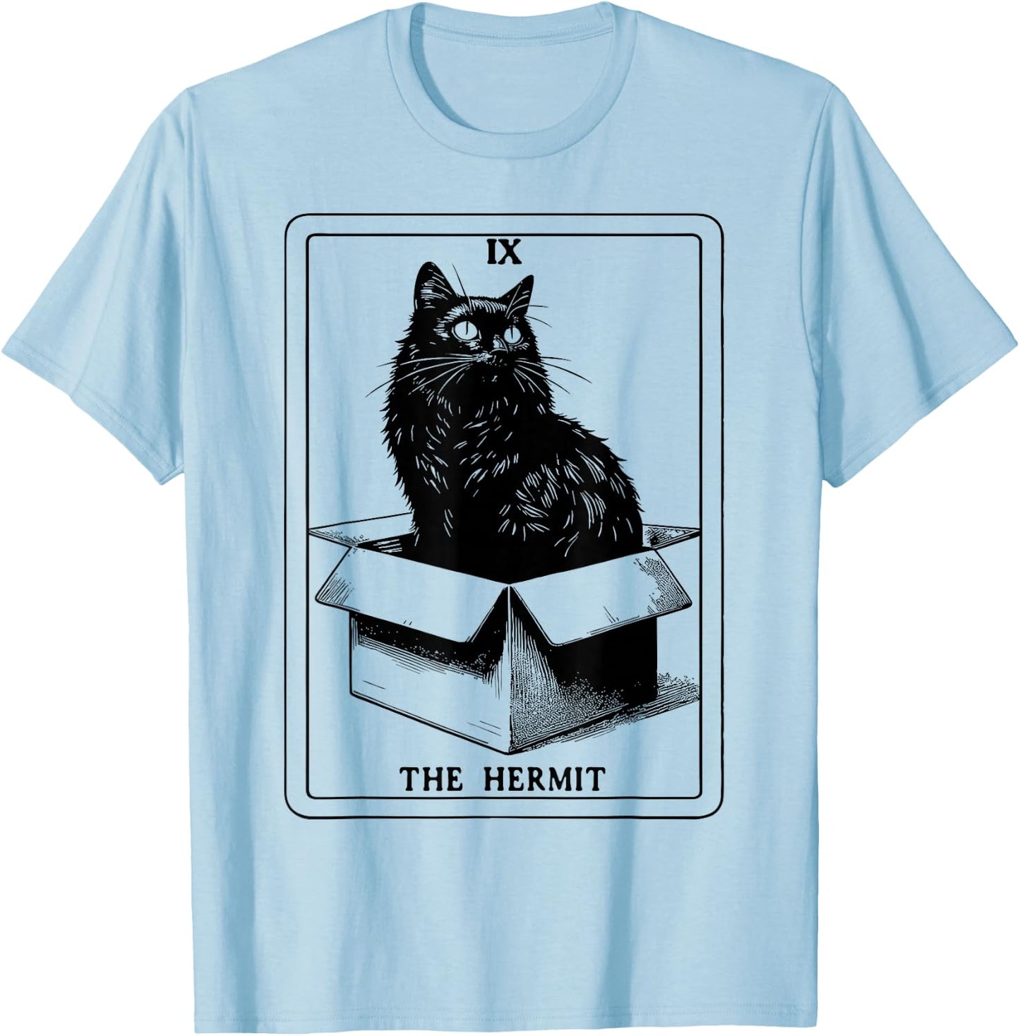 The Hermit Tarot Card Cat In Box Mystic Funny Cat T-Shirt - T-Shirt | Light Blue