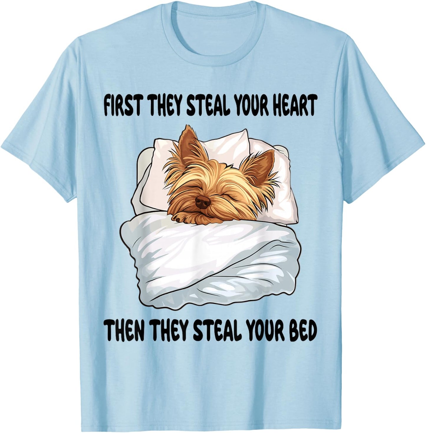 Yorkshire Terrier Yorkie Sleeping Pajamas Nightgown T-Shirt - T-Shirt | Light Blue