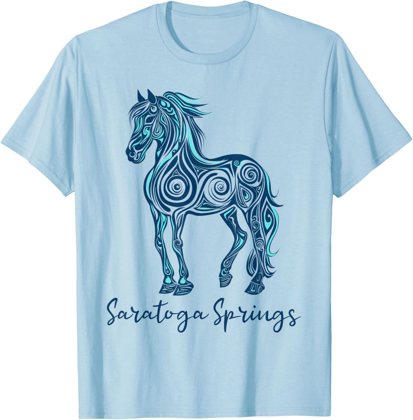 Saratoga Spring New York NY | Horse Race T-Shirt - T-Shirt | Light Blue