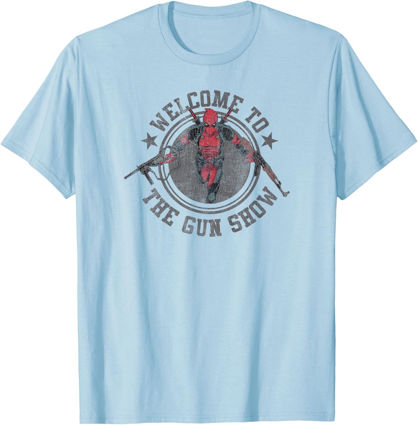 Marvel Deadpool Welcome to The Gun Show Vintage Comic T-Shirt - T-Shirt | Light Blue