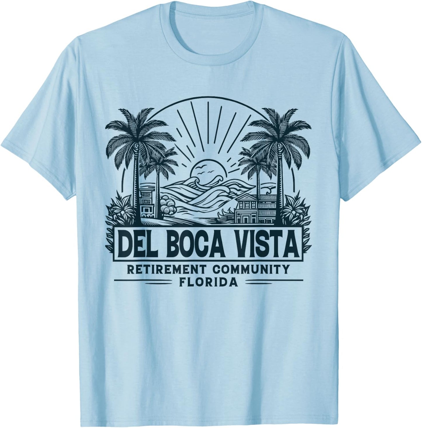 Del Boca Vista Retro Sunset Florida Vintage T-Shirt - T-Shirt | Light Blue