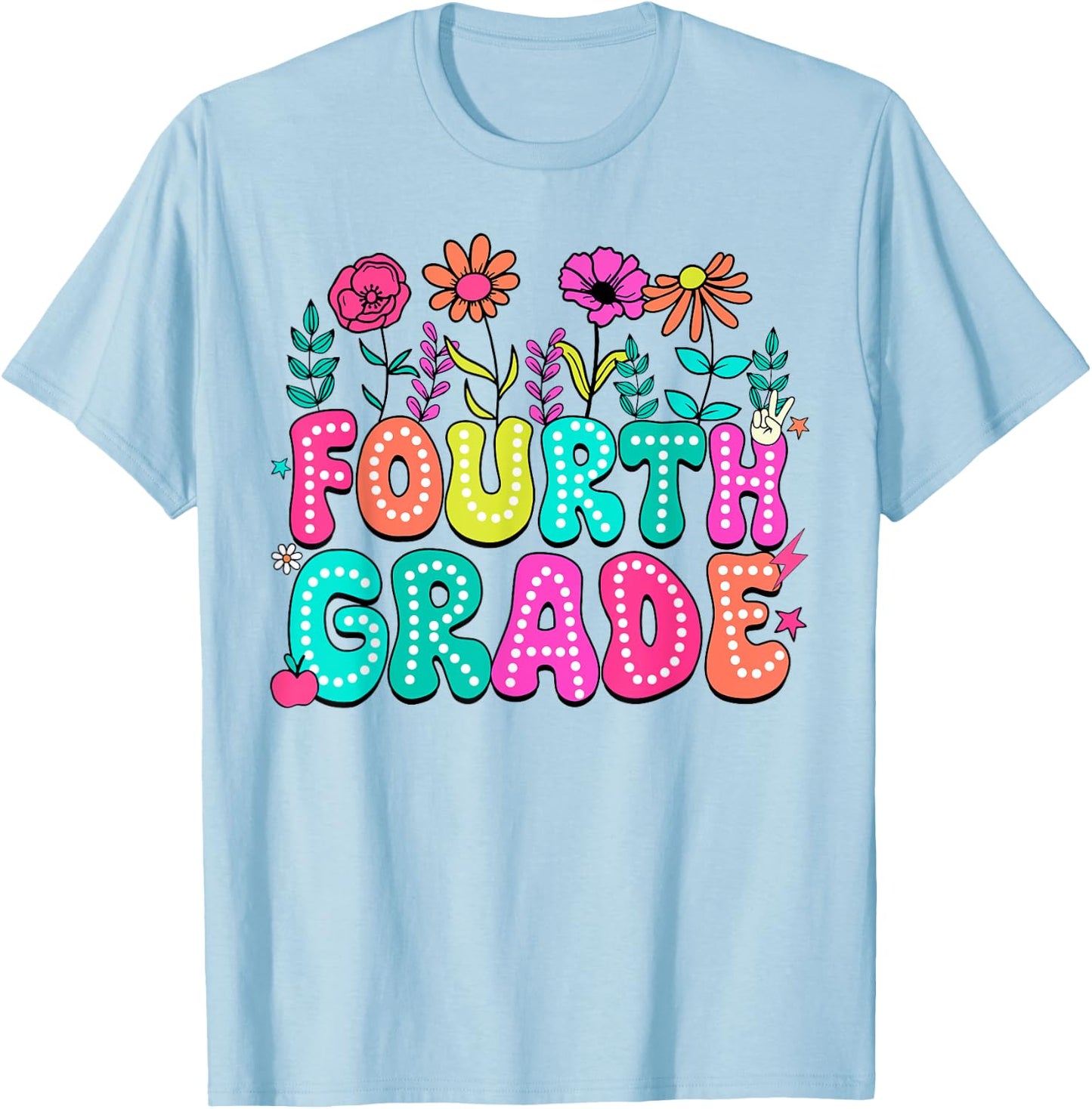 4th Grade Teacher Student Wildflower Back To School Floral Women Kids T-Shirt - T-Shirt | Light Blue