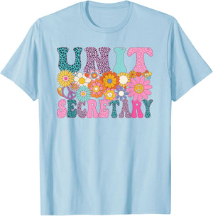 Unit Secretary Week Groovy Leopard Appreciation Day Women T-Shirt - T-Shirt | Light Blue