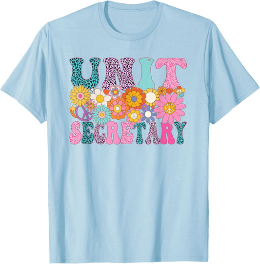 Unit Secretary Week Groovy Leopard Appreciation Day Women T-Shirt - T-Shirt | Light Blue