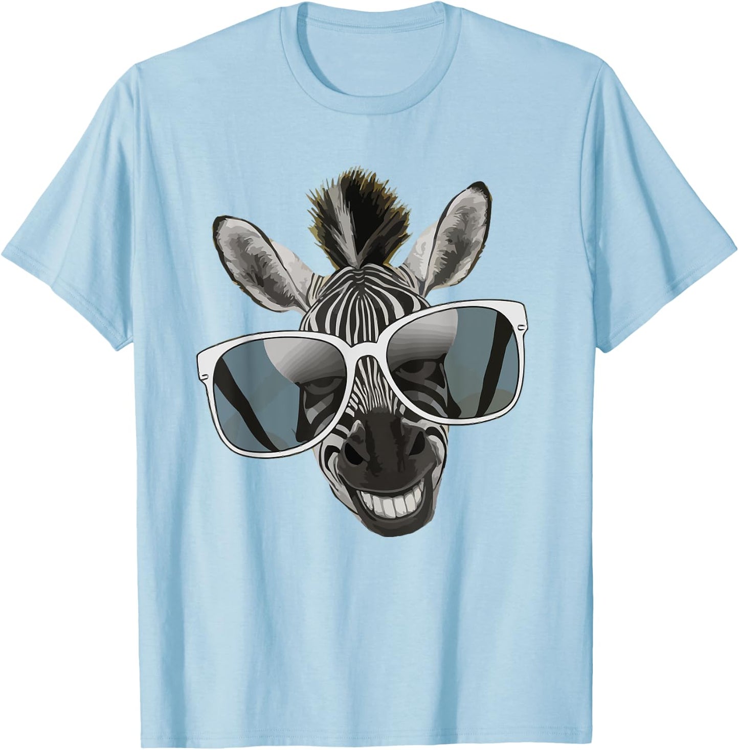 Funny Zebra with Sunglasses T-Shirt - T-Shirt | Light Blue