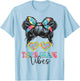 Third Grade Vibes Messy Hair Bun Girl Back To School 3rd T-Shirt - T-Shirt | Light Blue
