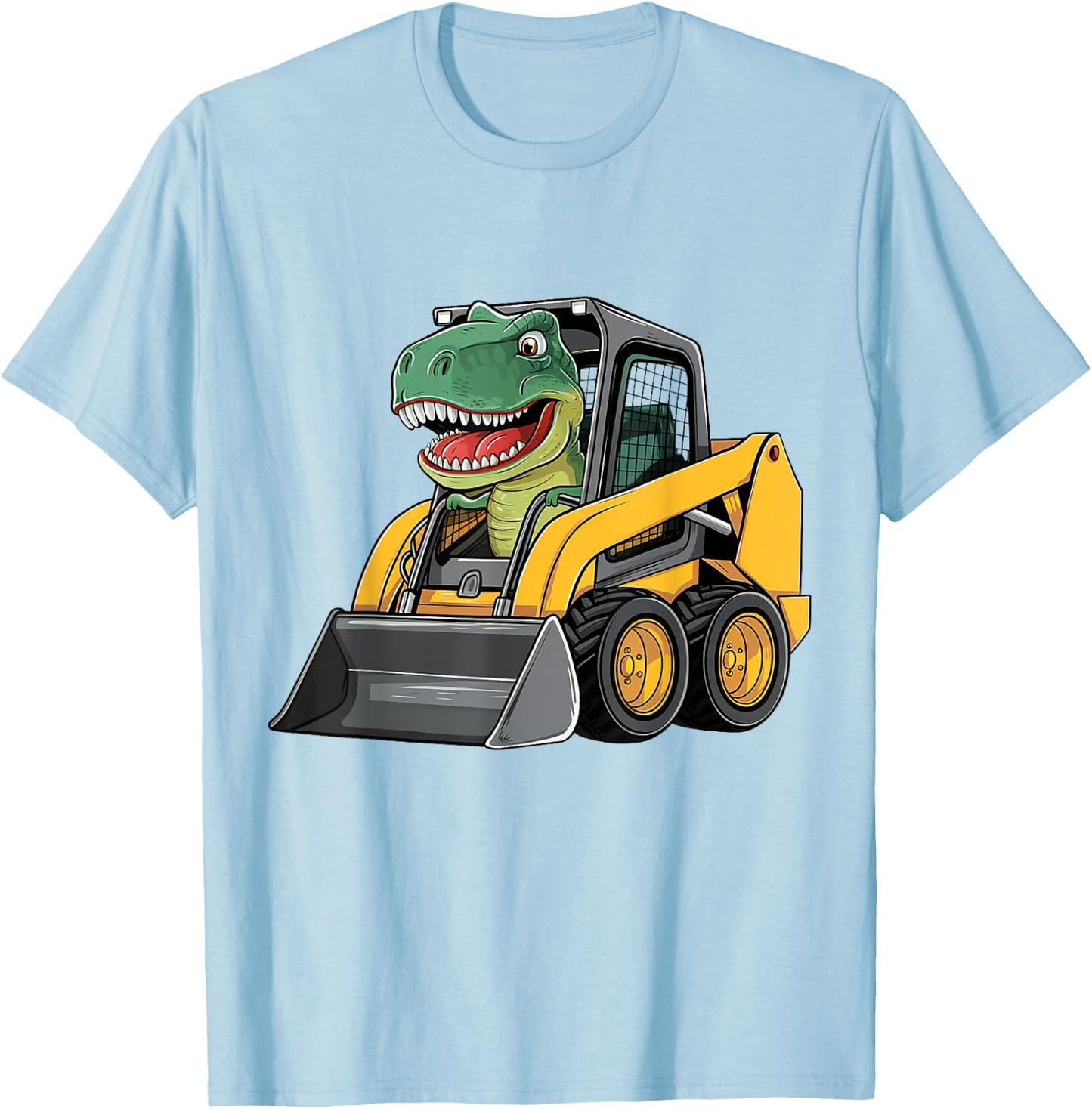 Funny Dinosaur Construction Truck Excavator Kids Boy Girl T-Shirt - T-Shirt | Light Blue