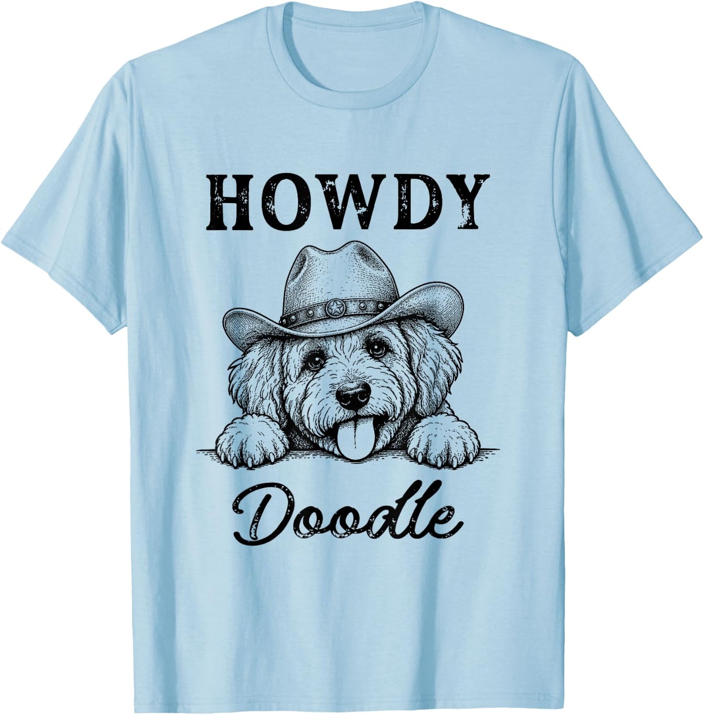 Howdy Goldendoodle Cowboy Dog Lover Western Humor T-Shirt - T-Shirt | Light Blue