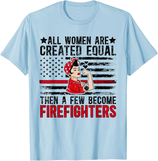 Female Firefighter Women Firewoman Proud Firewomen T-Shirt - T-Shirt | Light Blue