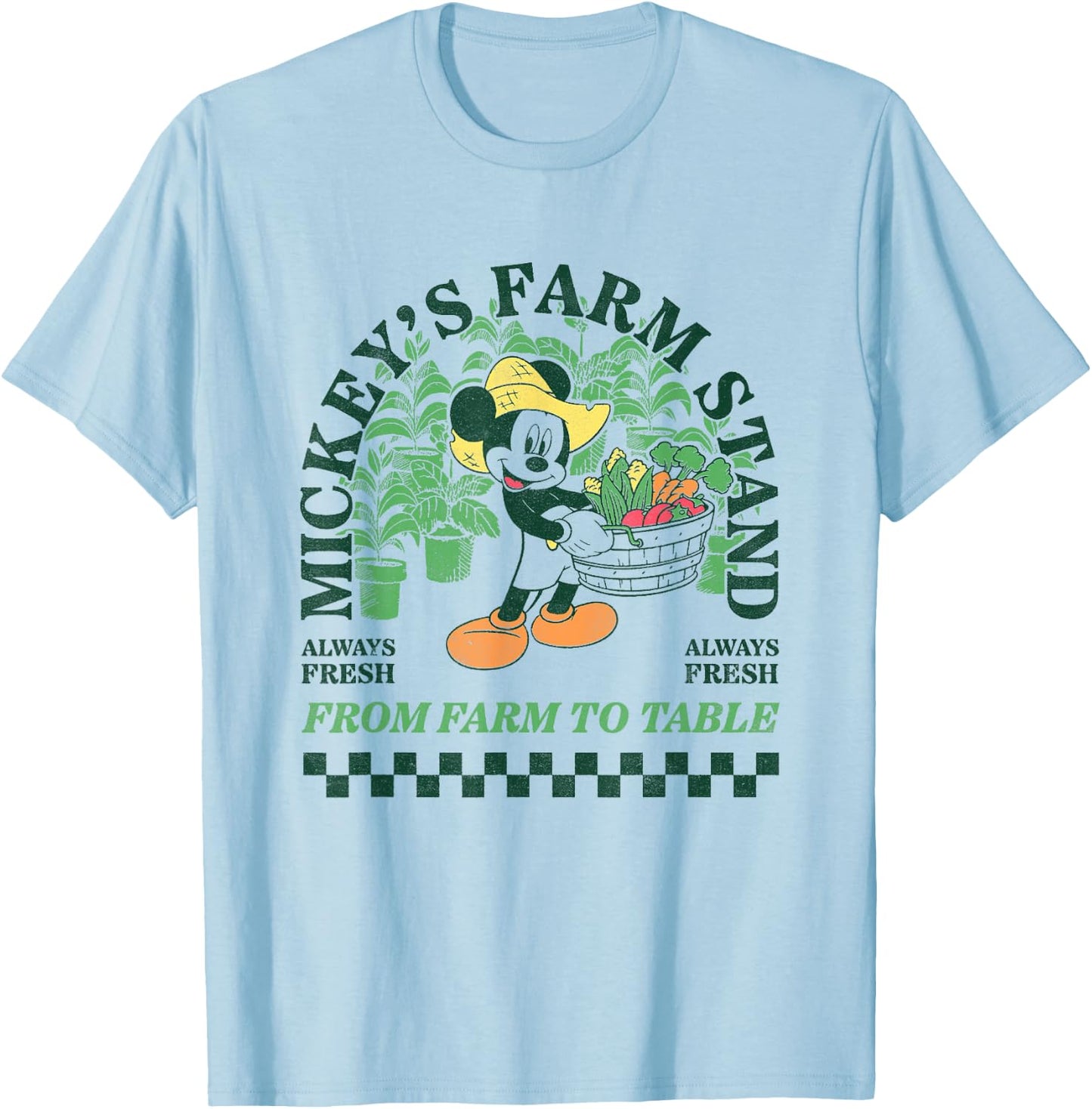 Disney Mickey And Friends Mickey's Farm Stand Retro Big Logo T-Shirt - T-Shirt | Light Blue