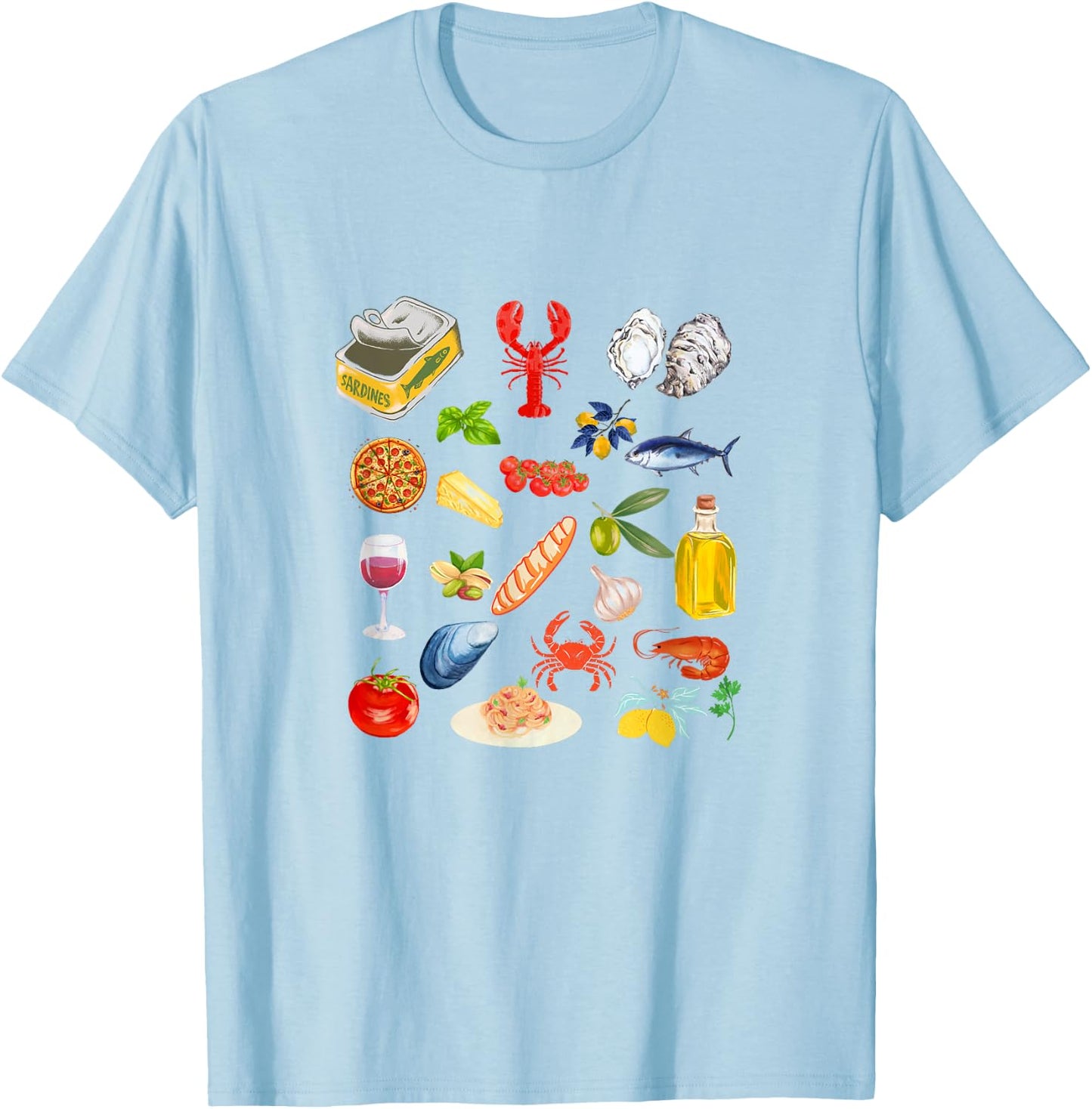 Italian summer Sardines tinned fish tomato girl food lover T-Shirt - T-Shirt | Light Blue