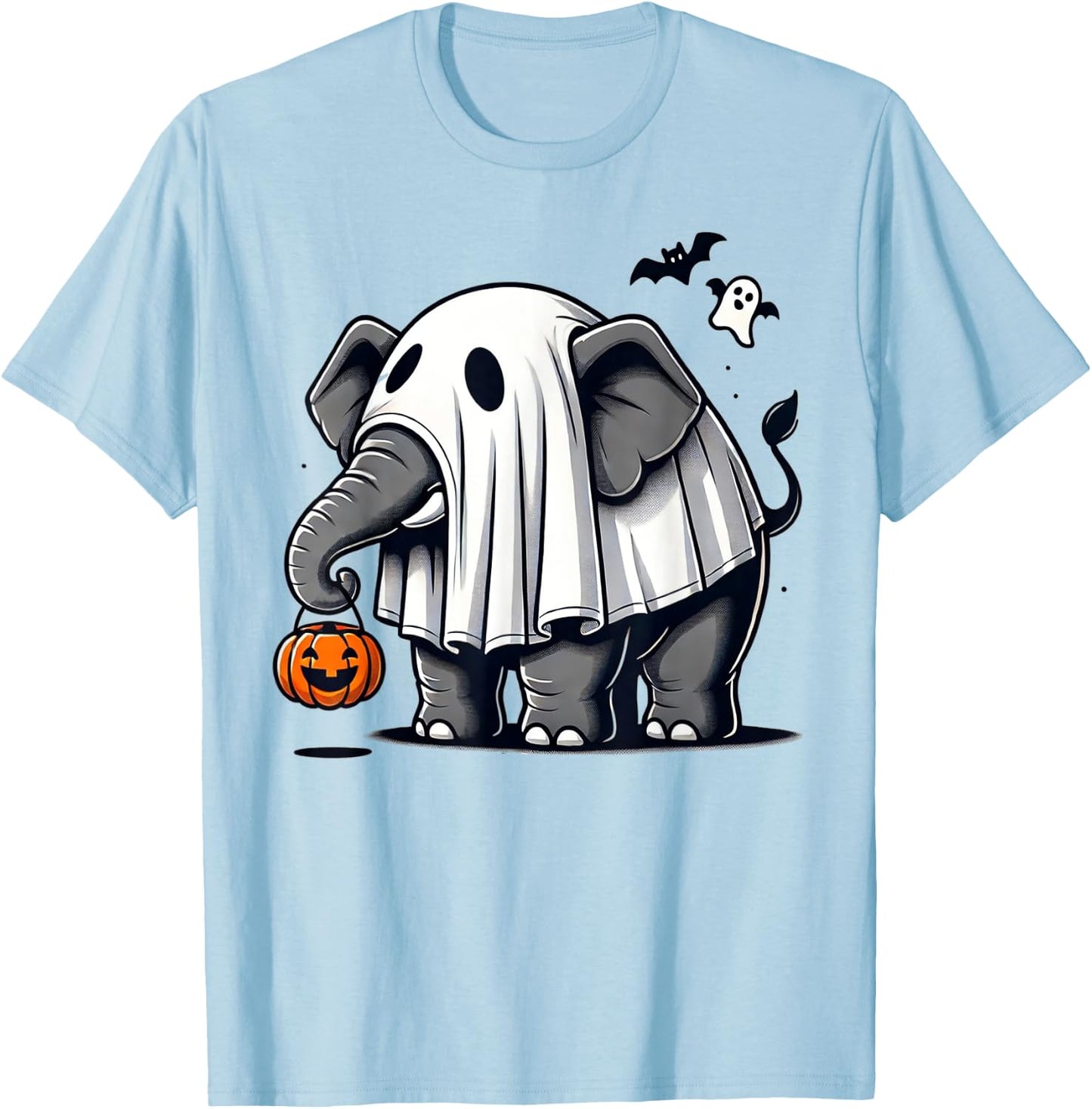 Funny Elephant Halloween Costume Ghost Trick Or Treat T-Shirt - T-Shirt | Light Blue