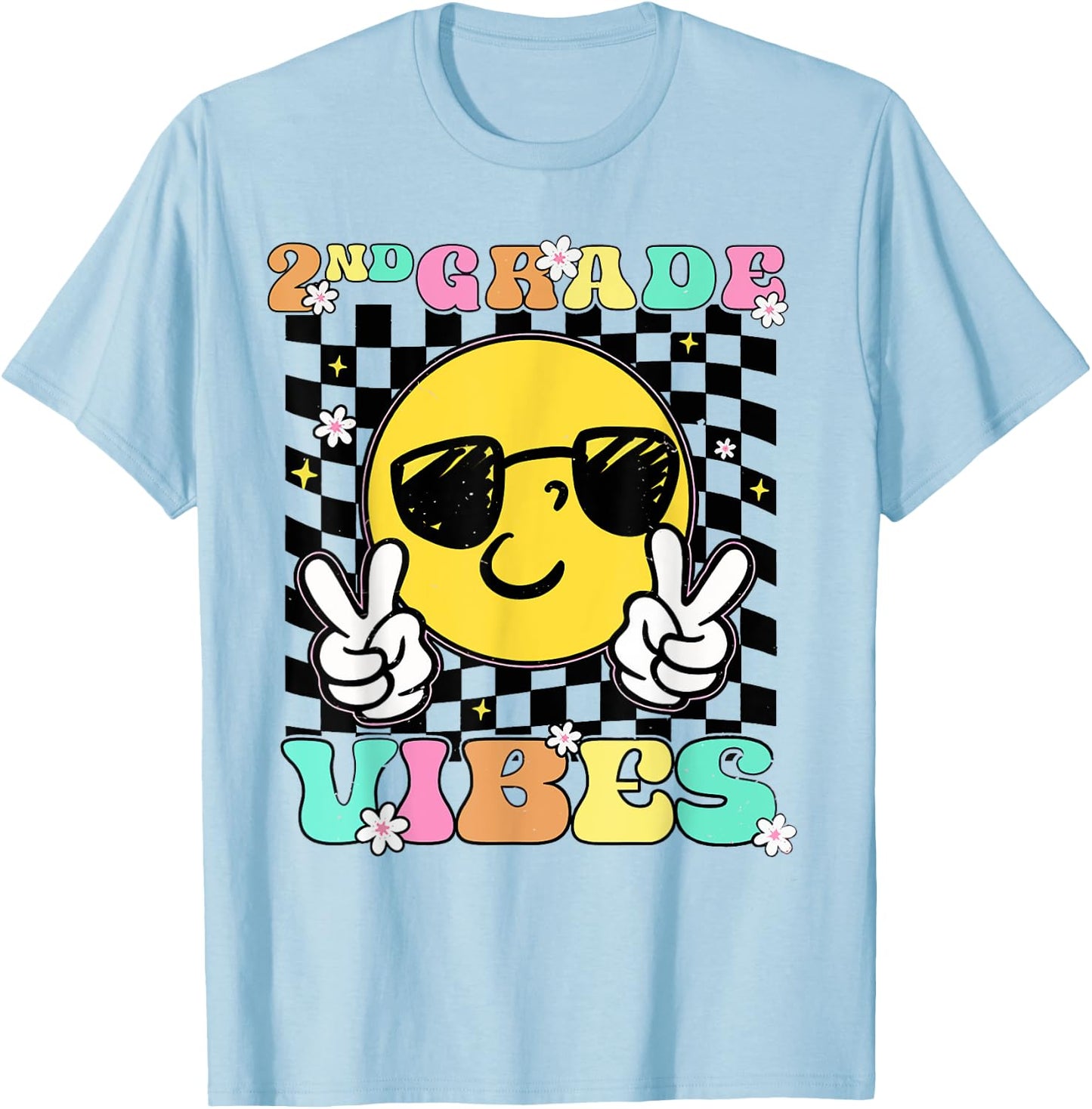 Girls 2nd Grade Vibes Back To School Second Grade T-Shirt - T-Shirt | Light Blue