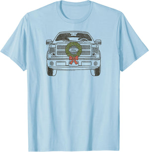 Ford - F150 2009 Truck with Christmas Wreath T-Shirt - T-Shirt | Light Blue