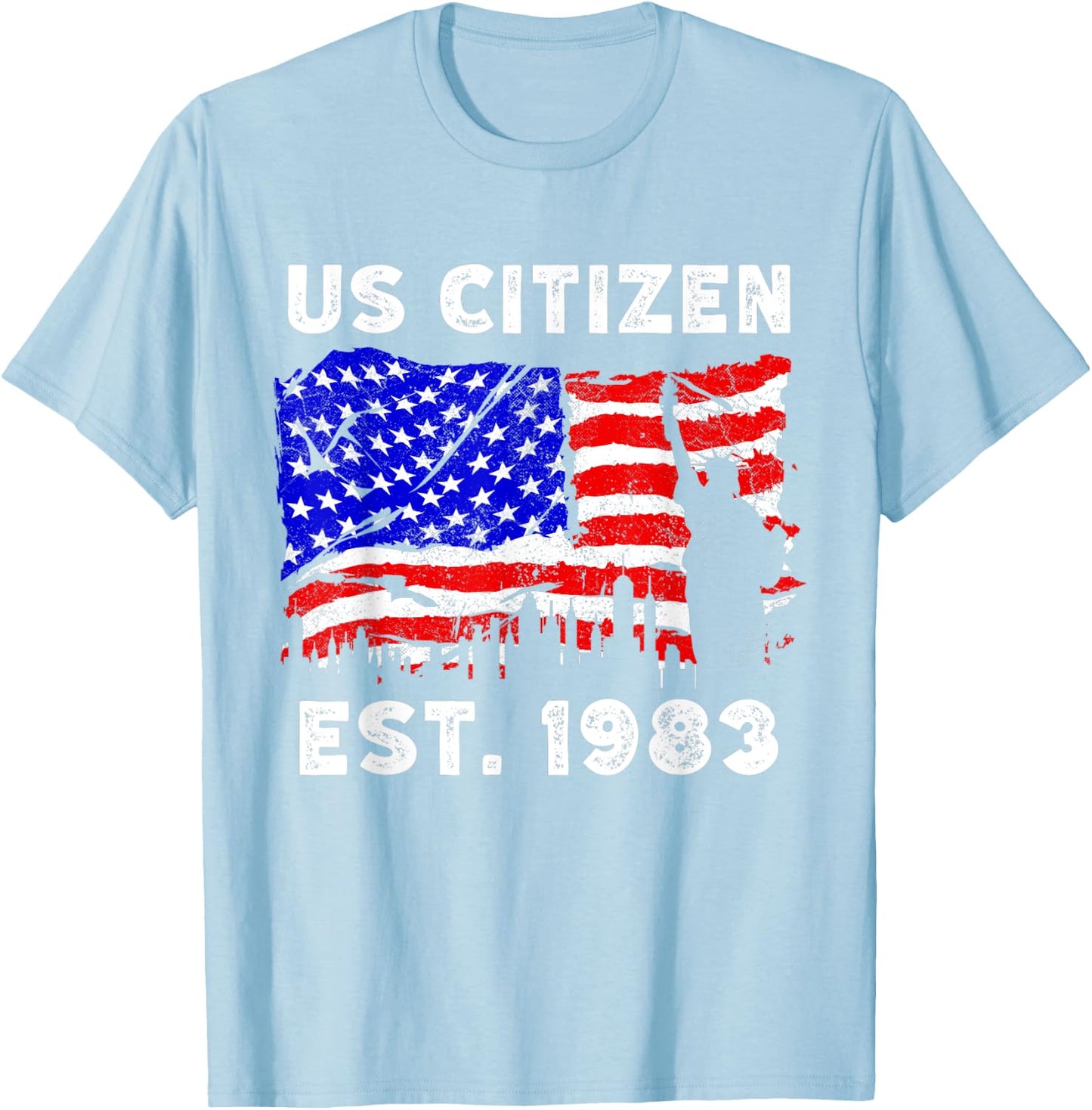 Proud US Citizen Est. Since 1983 For New American USA T-Shirt - T-Shirt | Light Blue