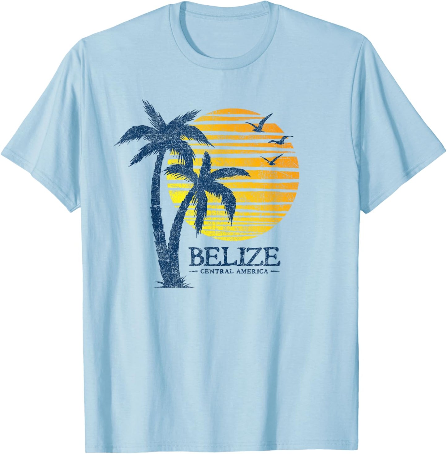 Retro Belize Souvenir Vintage Sunset Men Women T-Shirt - T-Shirt | Light Blue