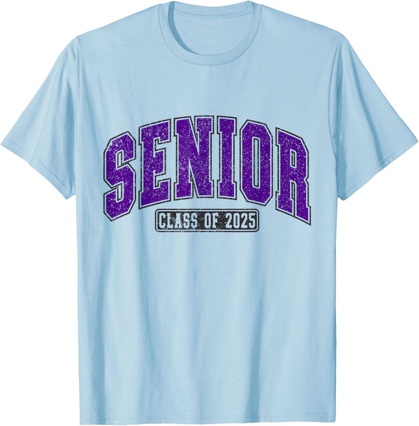 Class of 2025 Purple High School College Seniors Retro Grad T-Shirt - T-Shirt | Light Blue