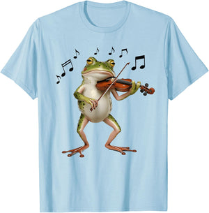 Funny Musician Violinist Cute Frog Playing Violin T-Shirt - T-Shirt | Light Blue