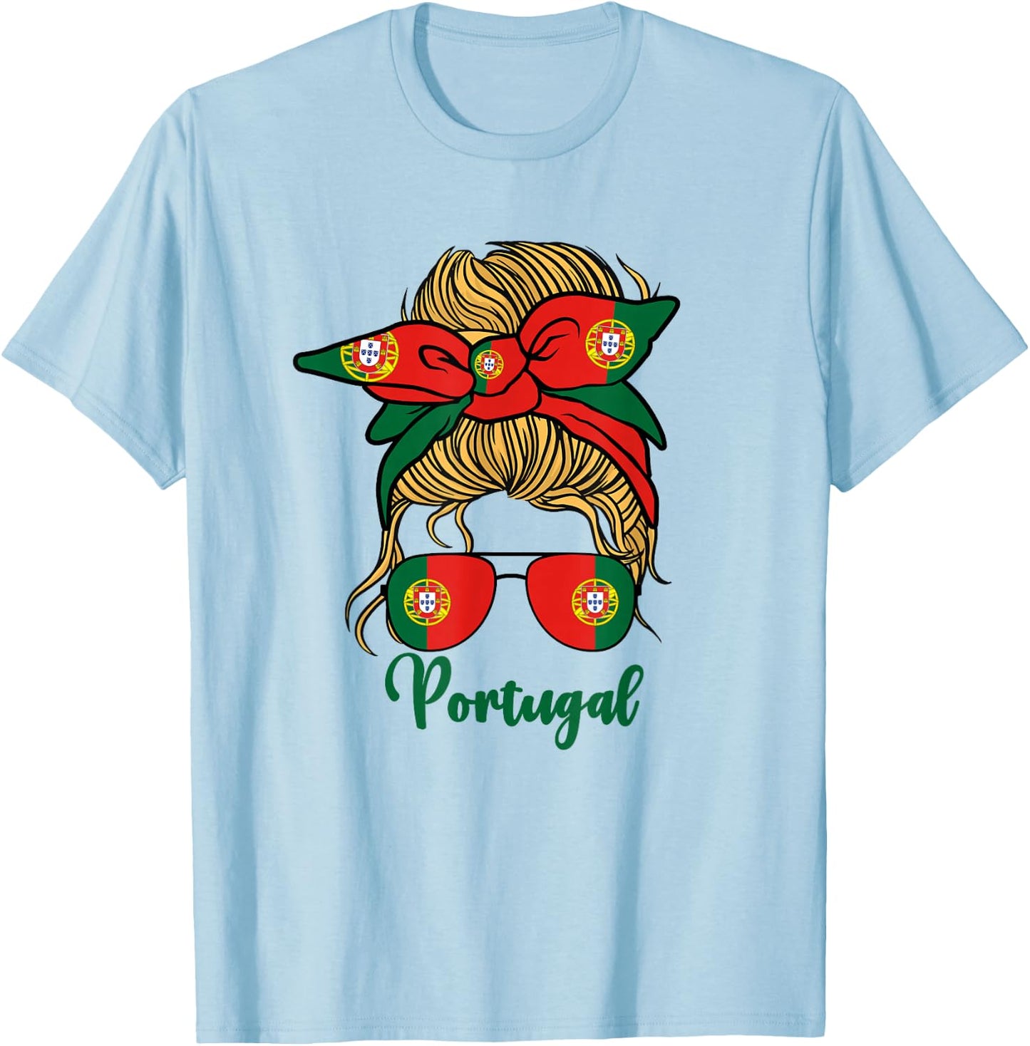 Cute Portuguese Girl Women Portuguesa Portugal Flag Girls T-Shirt - T-Shirt | Light Blue