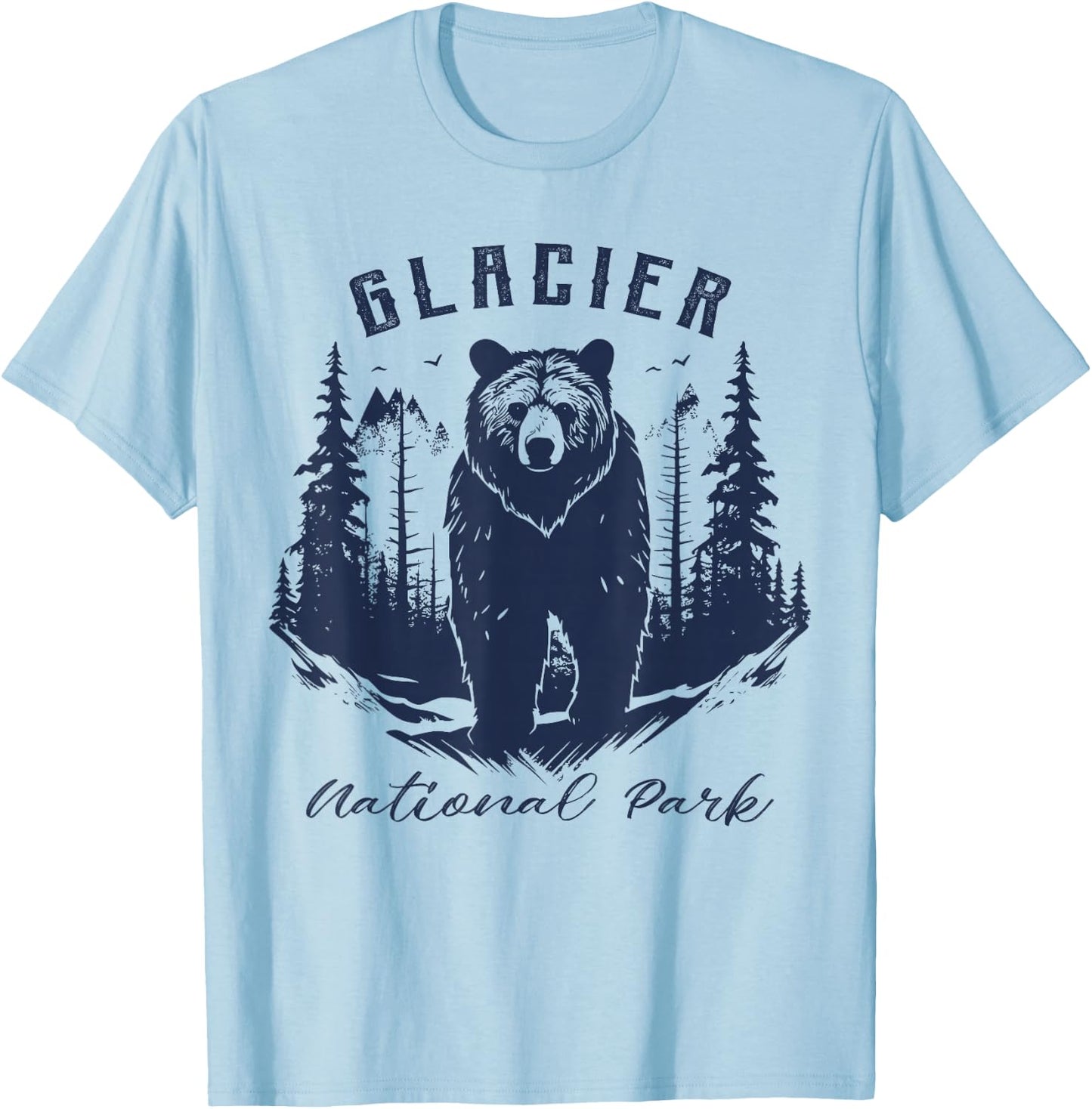 Retro Vintage Glacier National Park for kids Hiking Camping T-Shirt - T-Shirt | Light Blue