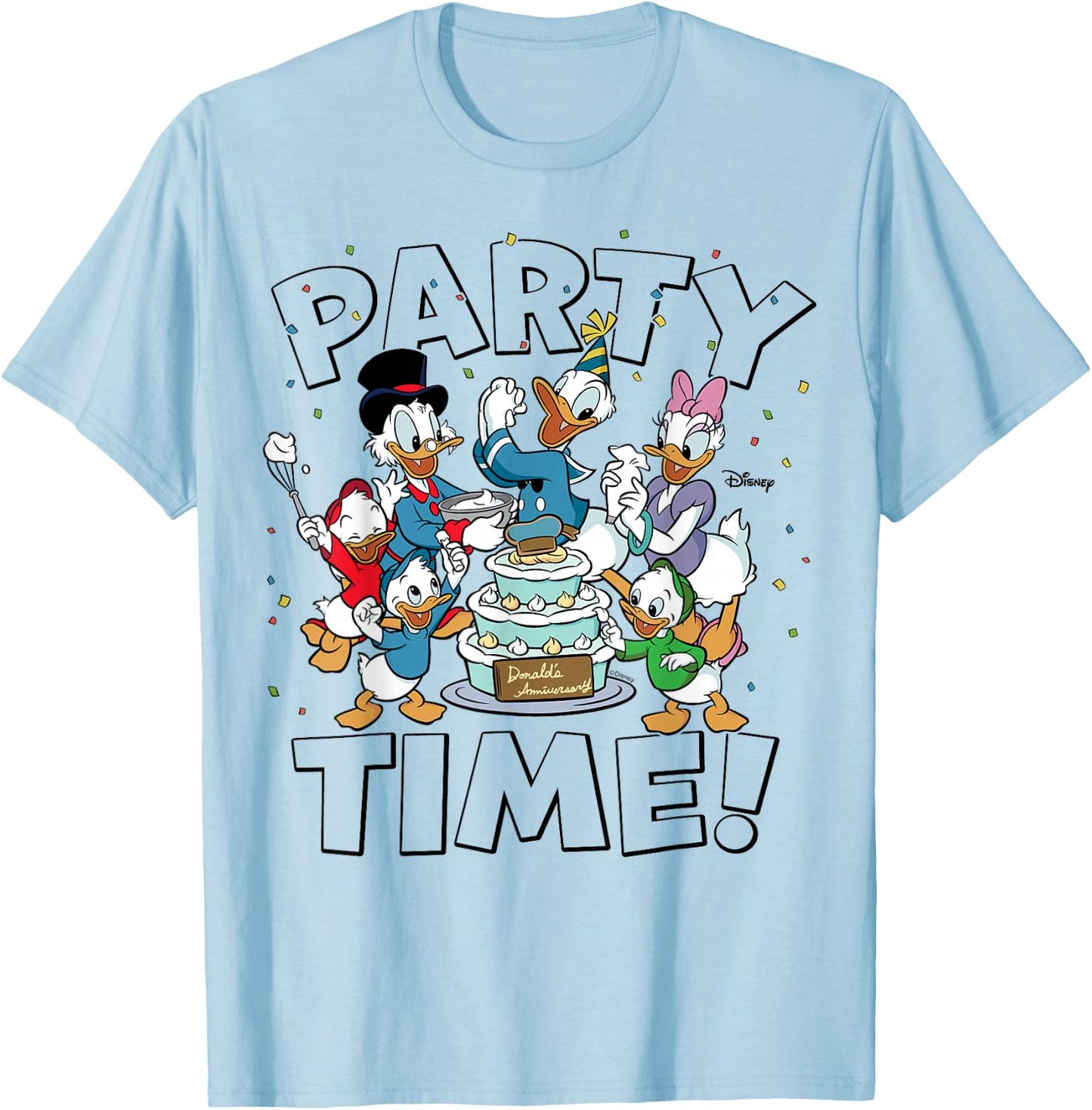 Donald Duck Scrooge McDuck Daisy Duck Huey Dewey Louie Party T-Shirt - T-Shirt | Light Blue