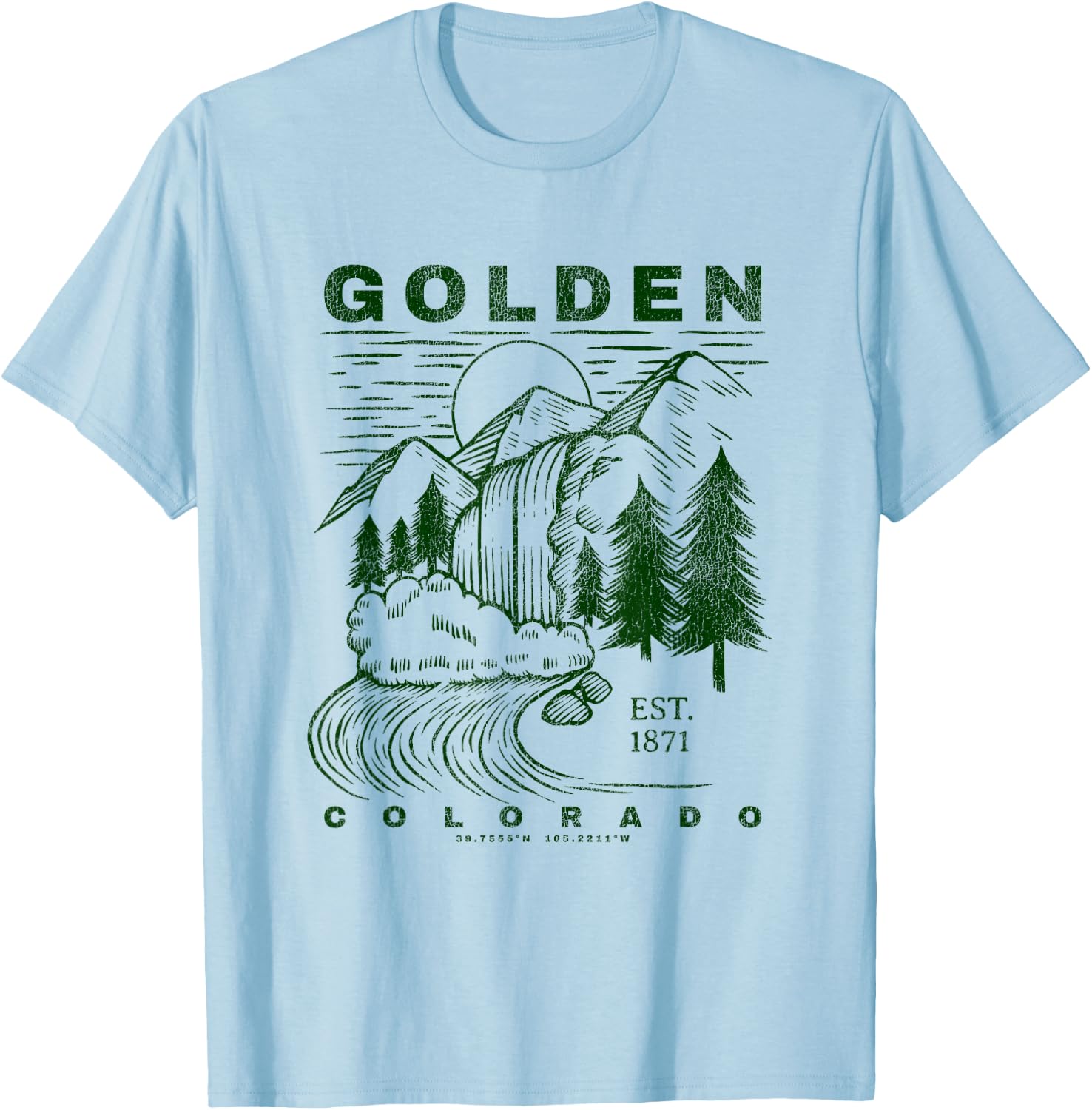 Golden Colorado Neat Travel Souvenir Rustic Golden T-Shirt - T-Shirt | Light Blue