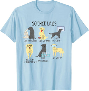 Science Labs Funny Dogs Labrador Retriever Science Teacher T-Shirt - T-Shirt | Light Blue