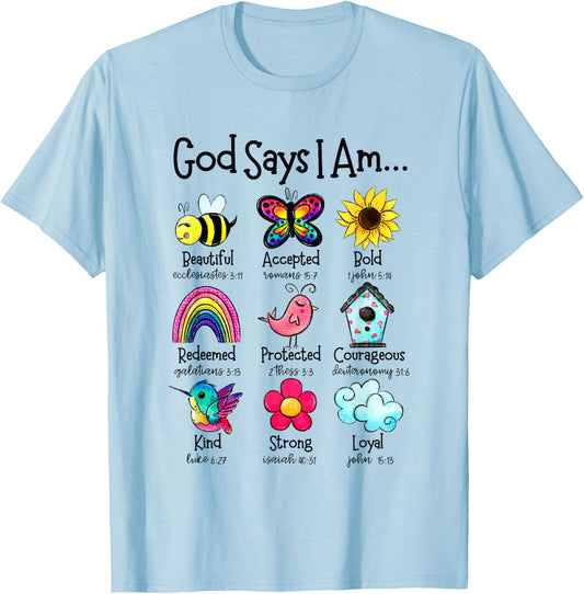 God Says I Am Bee Spring Christian Funny Easter Day Kids T-Shirt - T-Shirt | Light Blue